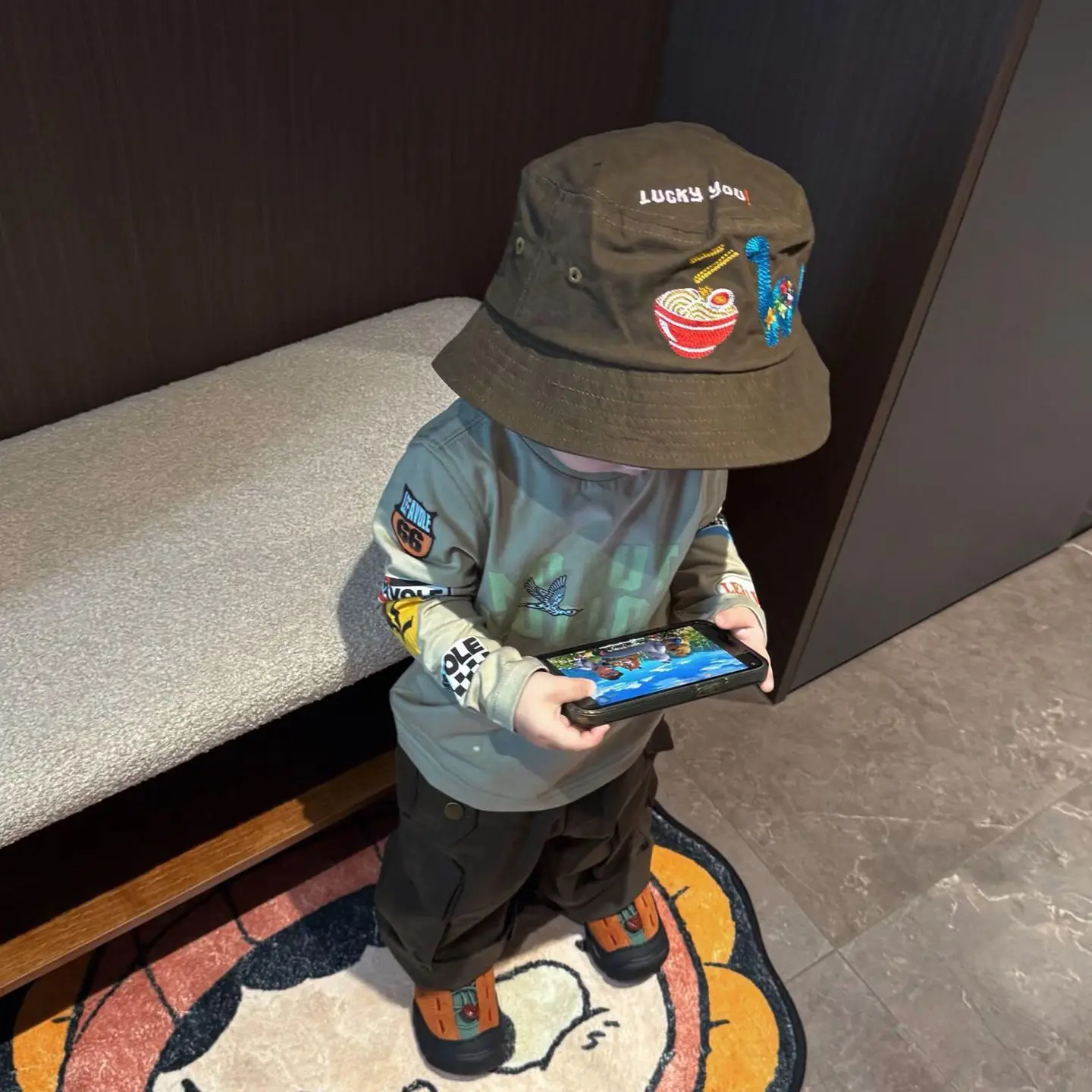 Boys Cotton Letter Print Hooded T-Shirt & Cargo Pants Set - Image 4