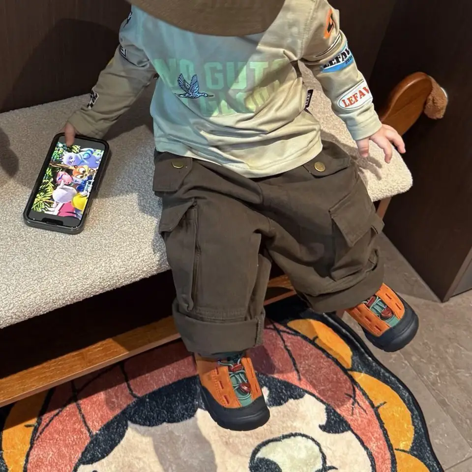 Boys Cotton Letter Print Hooded T-Shirt & Cargo Pants Set - Image 2