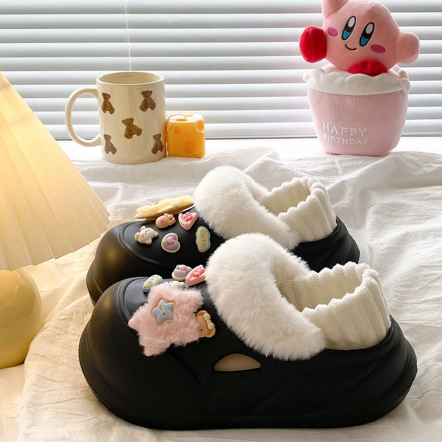 Women Winter Heart Slippers Cute Warm Eva Furry - Image 48