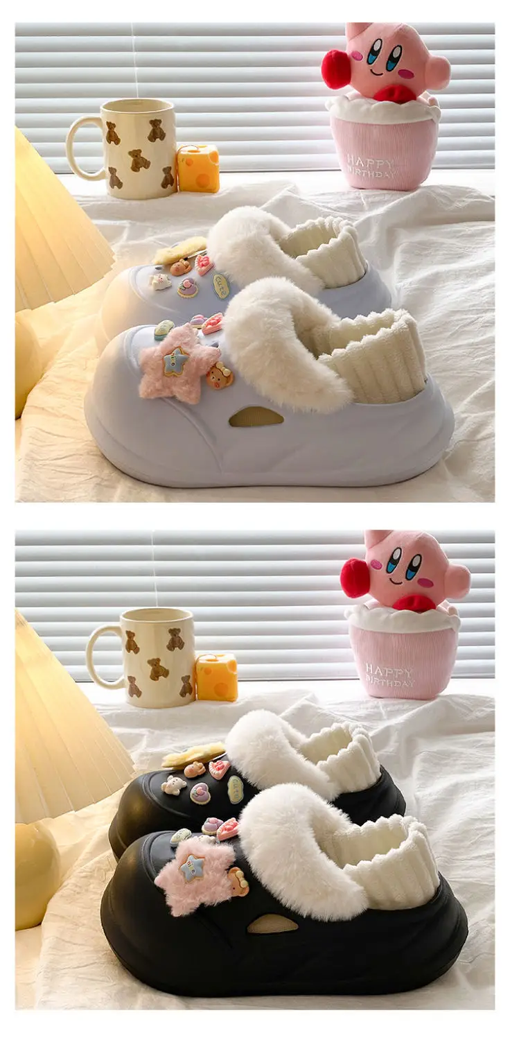 Women Winter Heart Slippers Cute Warm Eva Furry — feature 19