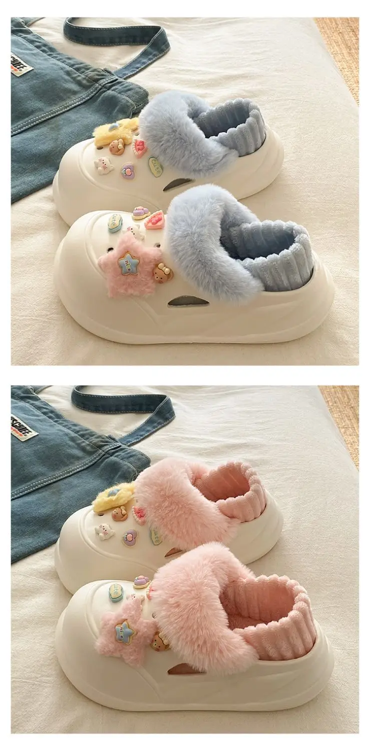 Women Winter Heart Slippers Cute Warm Eva Furry — feature 21