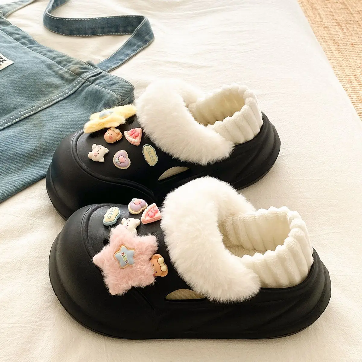 Women Winter Heart Slippers Cute Warm Eva Furry — feature 35