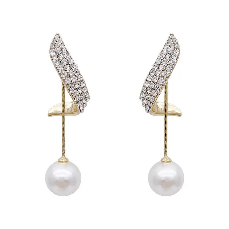 Gold Full Diamond Heart Tassel Earrings for Women