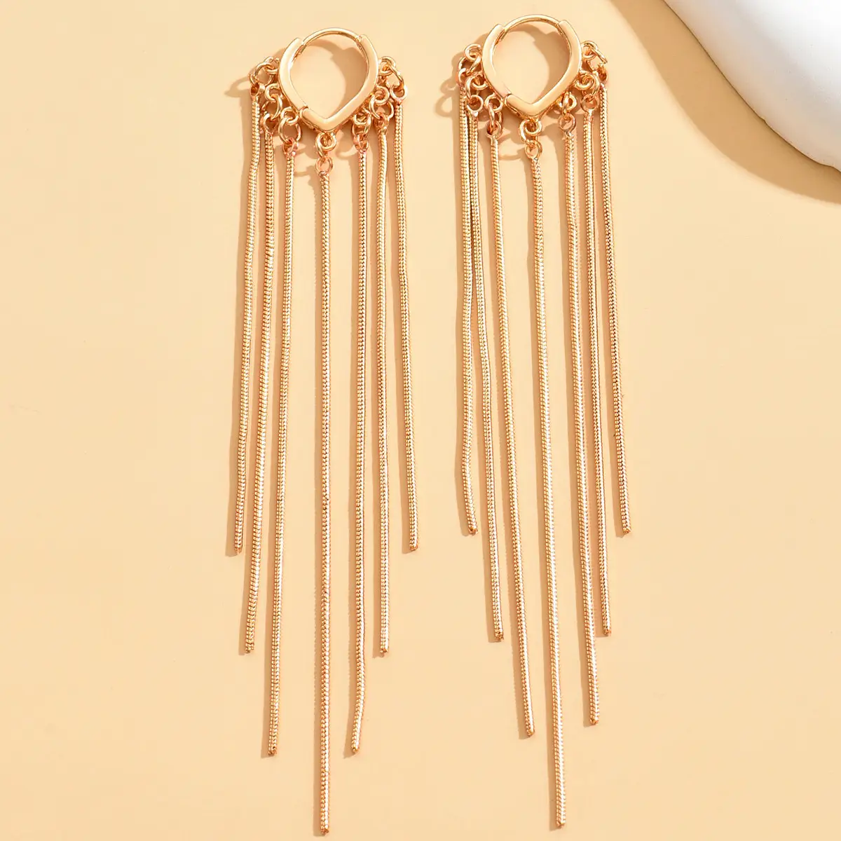 Gold Full Diamond Heart Tassel Earrings for Women — feature 15
