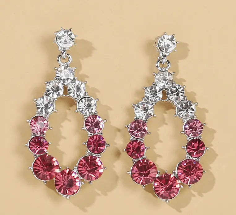 Gold Full Diamond Heart Tassel Earrings for Women