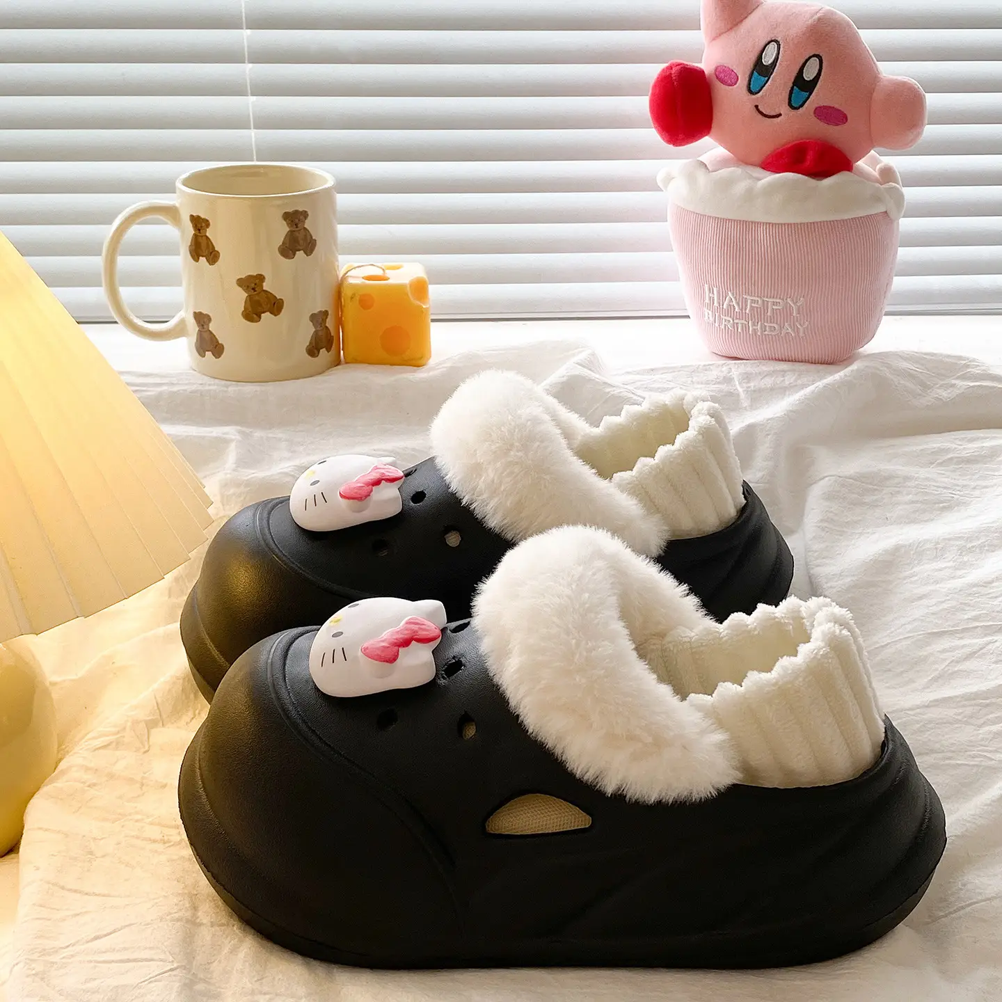 Warm Furry Slippers for Women, Thick Soled, Cute Bear Design - Image 48