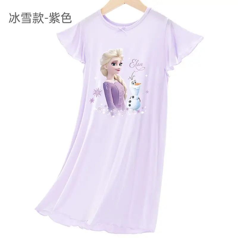 Girls Elsa Princess Cartoon Dress 2025 New Frozen Nightgown Children's Home Clothes Pajama Dress — feature 5