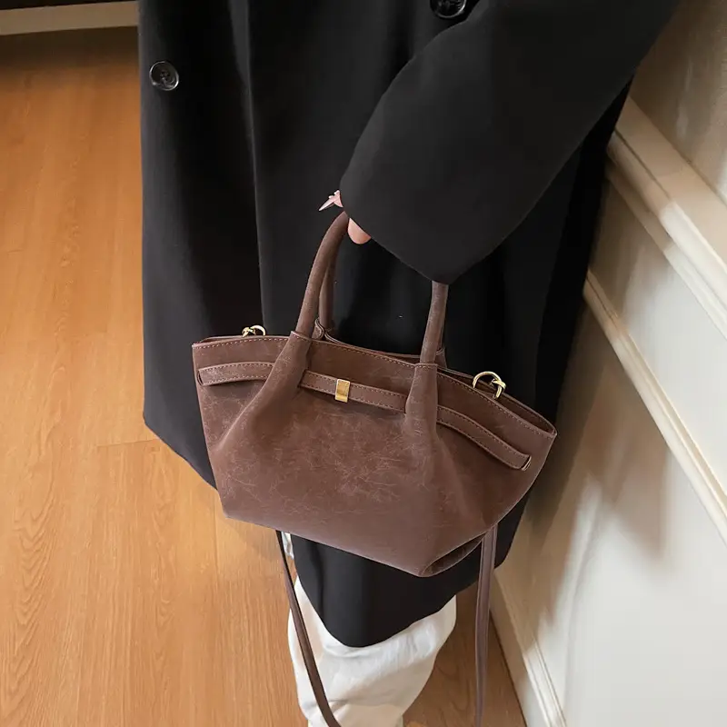 2025 New Autum Crossbody Bag Beige Leather Tote