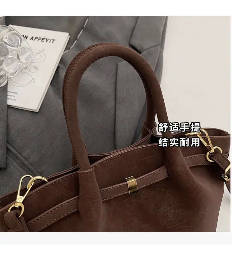 2025 New Autum Crossbody Bag Beige Leather Tote — feature 6