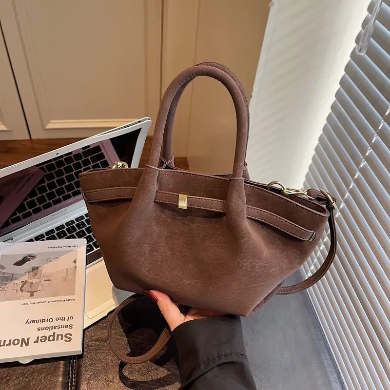 2025 New Autum Crossbody Bag Beige Leather Tote