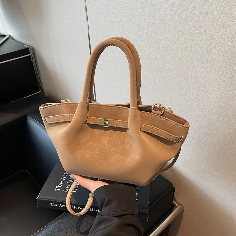 2025 New Autum Crossbody Bag Beige Leather Tote