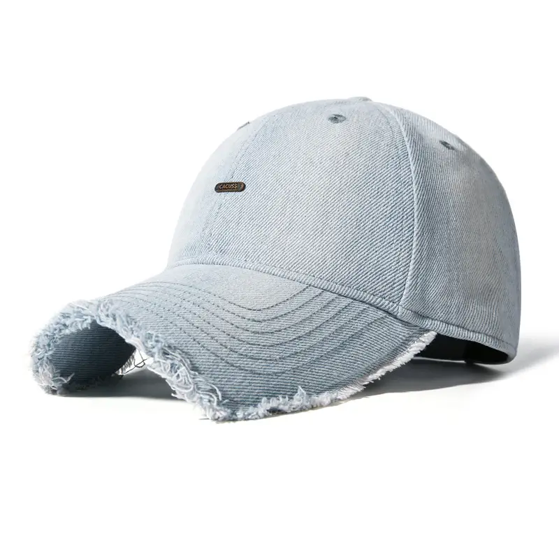 Vintage Distressed Baseball Cap for Women Men Grey - Image 7