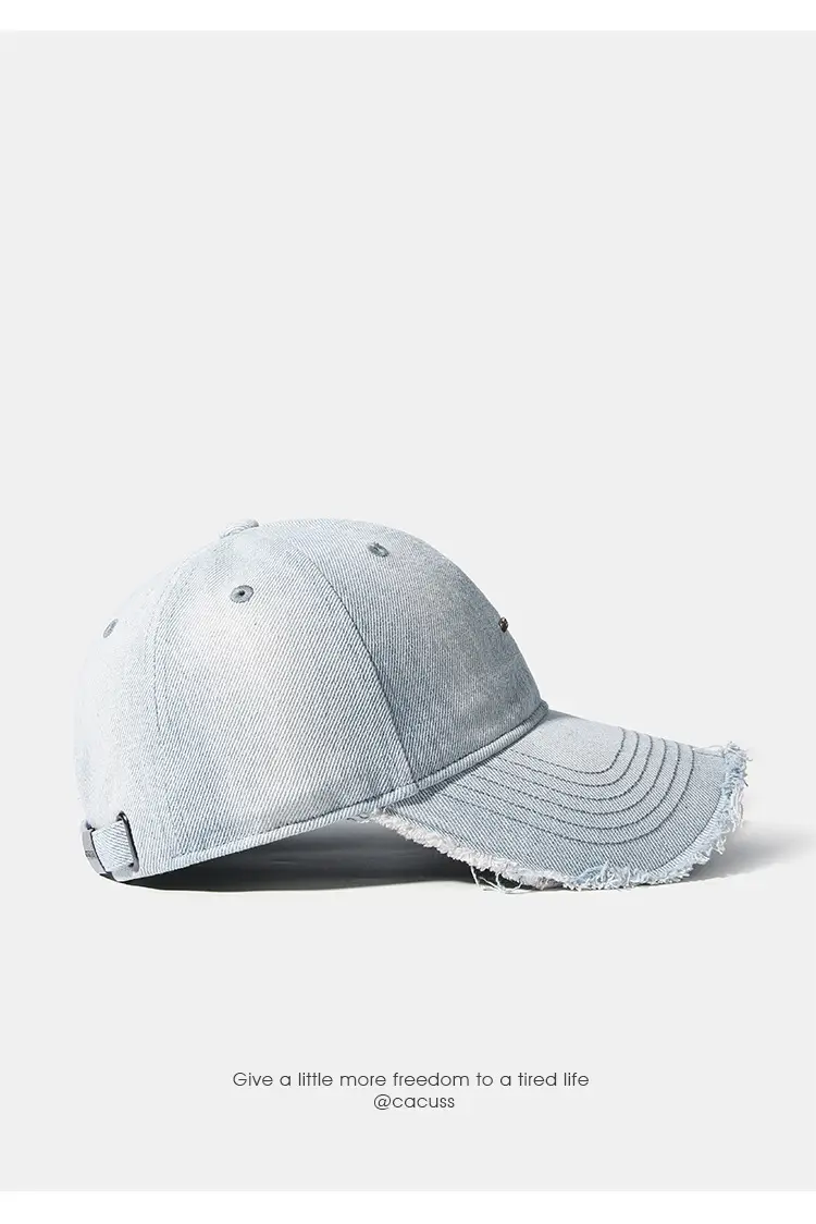 Vintage Distressed Baseball Cap for Women Men Grey — feature 10
