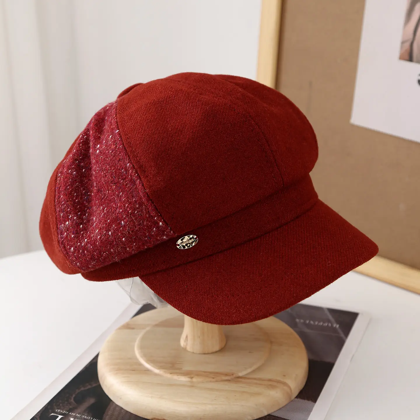 Brown British Style Peaked Cap for Women - Image 2