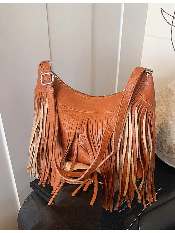 Black Tassel Shoulder Bag for Women Large Capacity - Image 7
