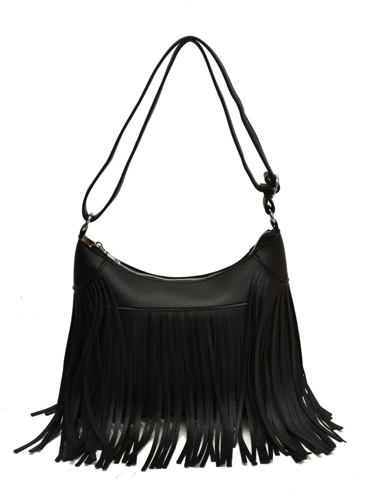 Black Tassel Shoulder Bag for Women Large Capacity - Image 8