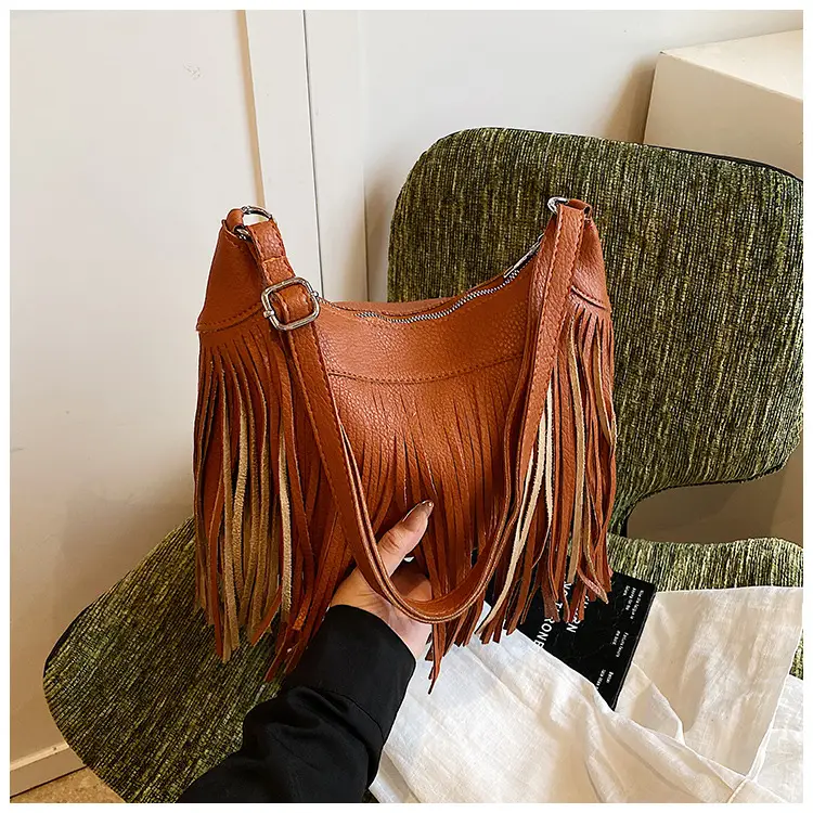 Black Tassel Shoulder Bag for Women Large Capacity — feature 12