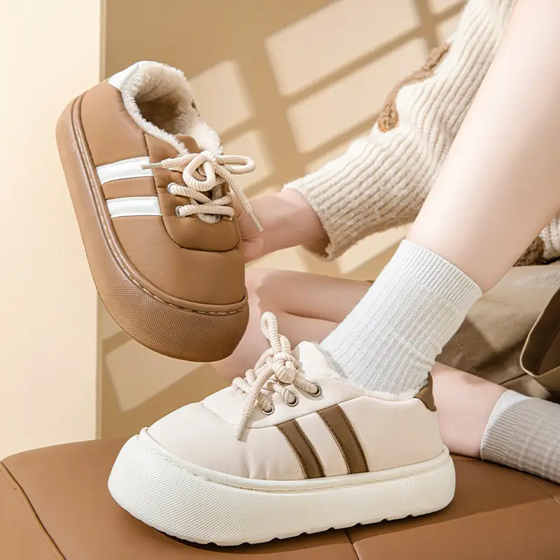Thick-Soled Bag-Heeled Cotton Slippers for Women in Winter Cross-Border New Pu Waterproof Outer Wear Non-Slip Home Plush Warm Cotton Shoes - Image 6