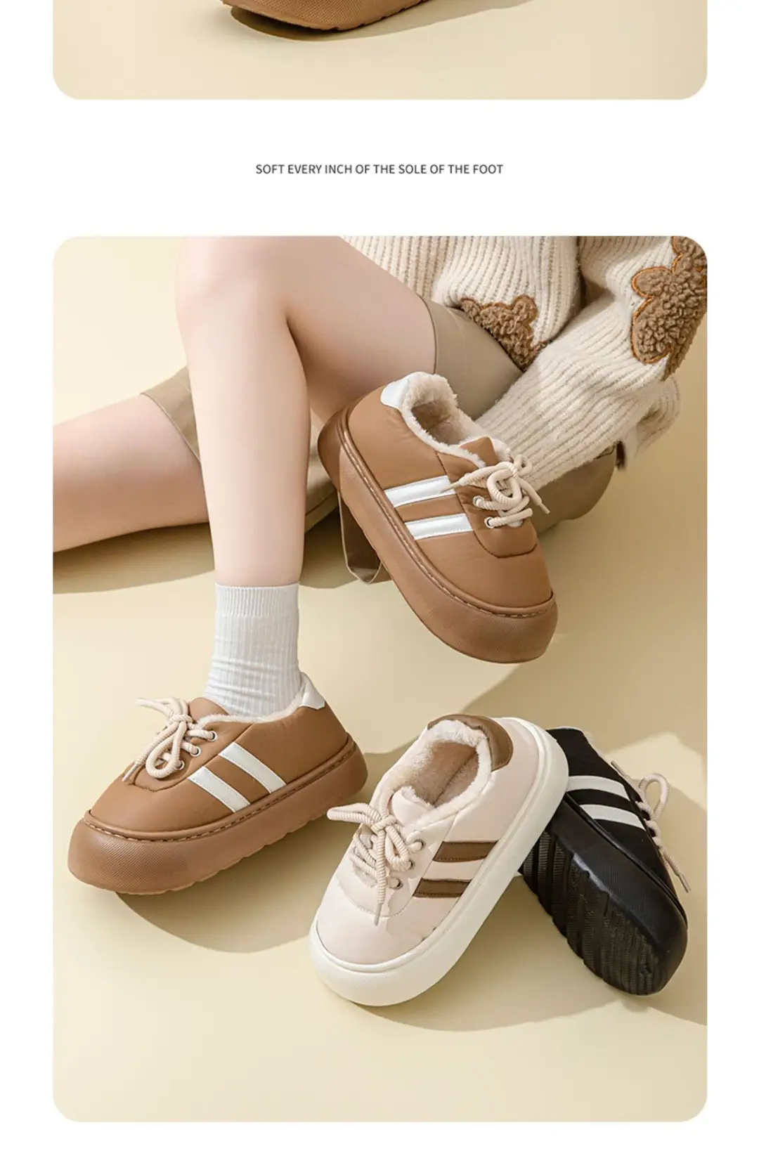 Thick-Soled Bag-Heeled Cotton Slippers for Women in Winter Cross-Border New Pu Waterproof Outer Wear Non-Slip Home Plush Warm Cotton Shoes — feature 11