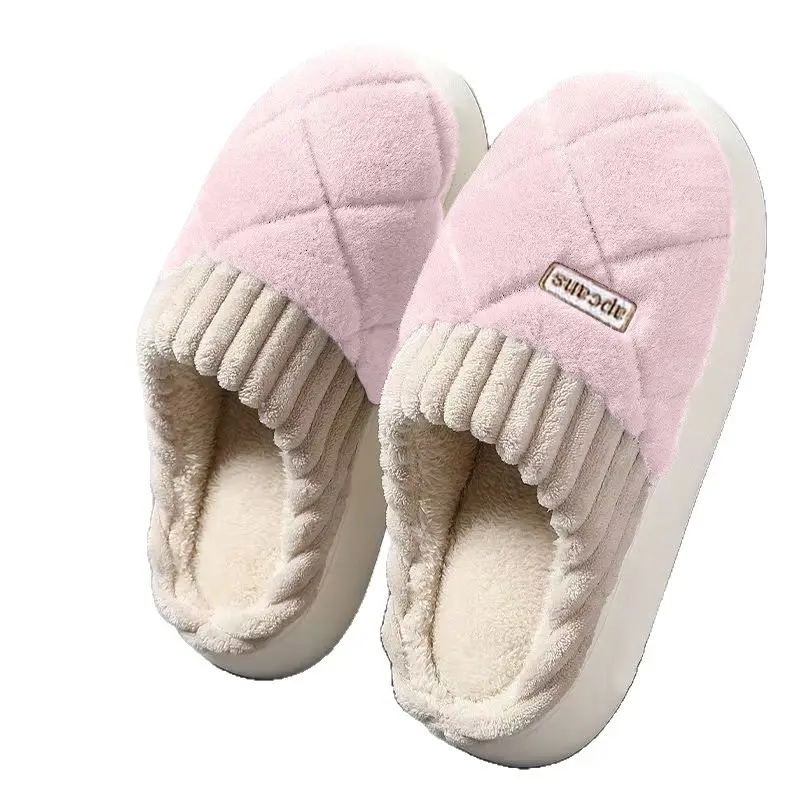 Cotton Slippers for Men for Winter Outer Wear 2025 New Home Fleece-Lined Indoor Non-Slip Warm Plush Slippers for Women Winter Style