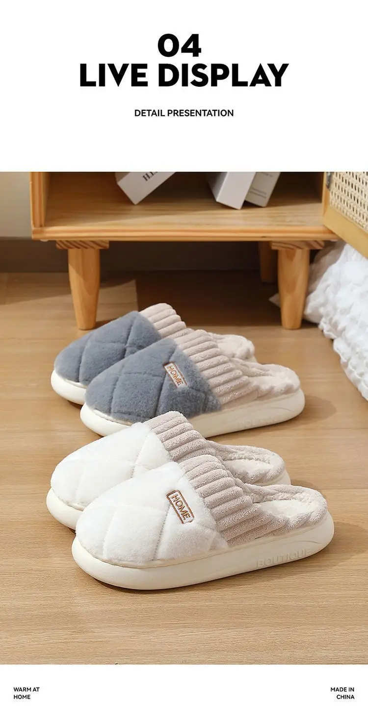 Cotton Slippers for Men for Winter Outer Wear 2025 New Home Fleece-Lined Indoor Non-Slip Warm Plush Slippers for Women Winter Style — feature 6
