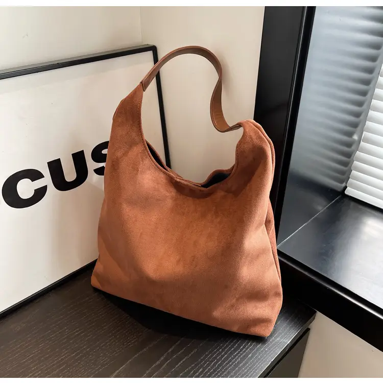 Brown Suede Women's Large Shoulder Bag 2025 — feature 14