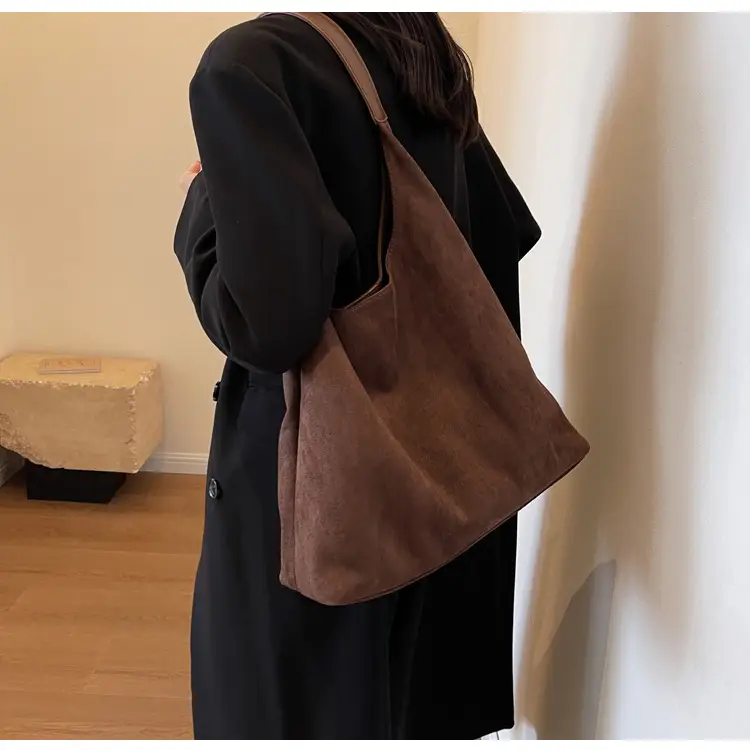 Brown Suede Women's Large Shoulder Bag 2025 — feature 19