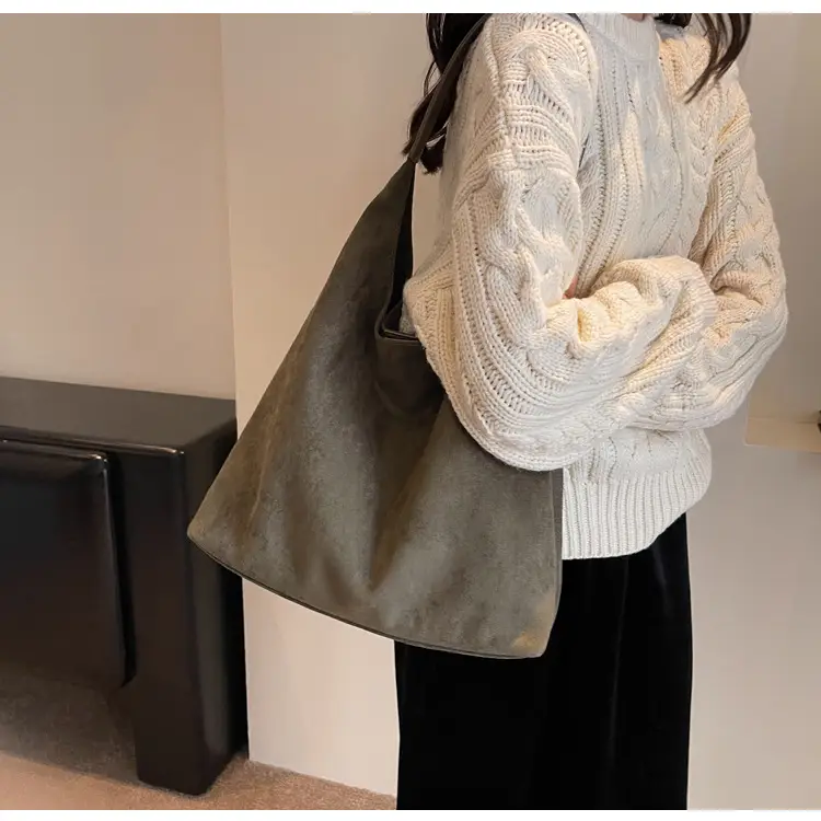 Brown Suede Women's Large Shoulder Bag 2025 — feature 27