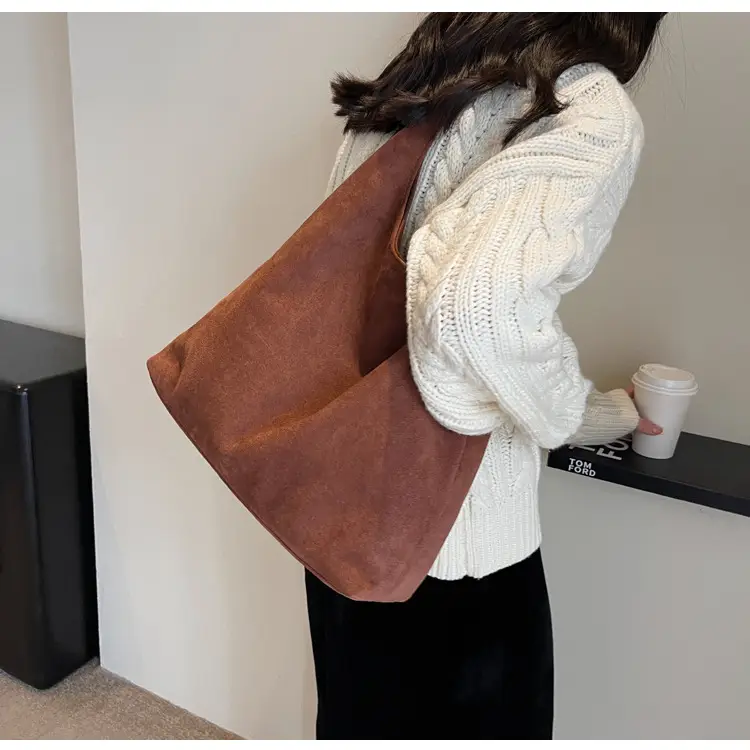 Brown Suede Women's Large Shoulder Bag 2025 — feature 29