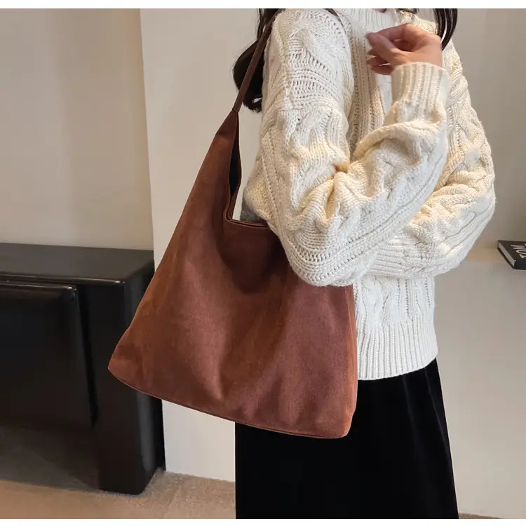Brown Suede Women's Large Shoulder Bag 2025 — feature 30