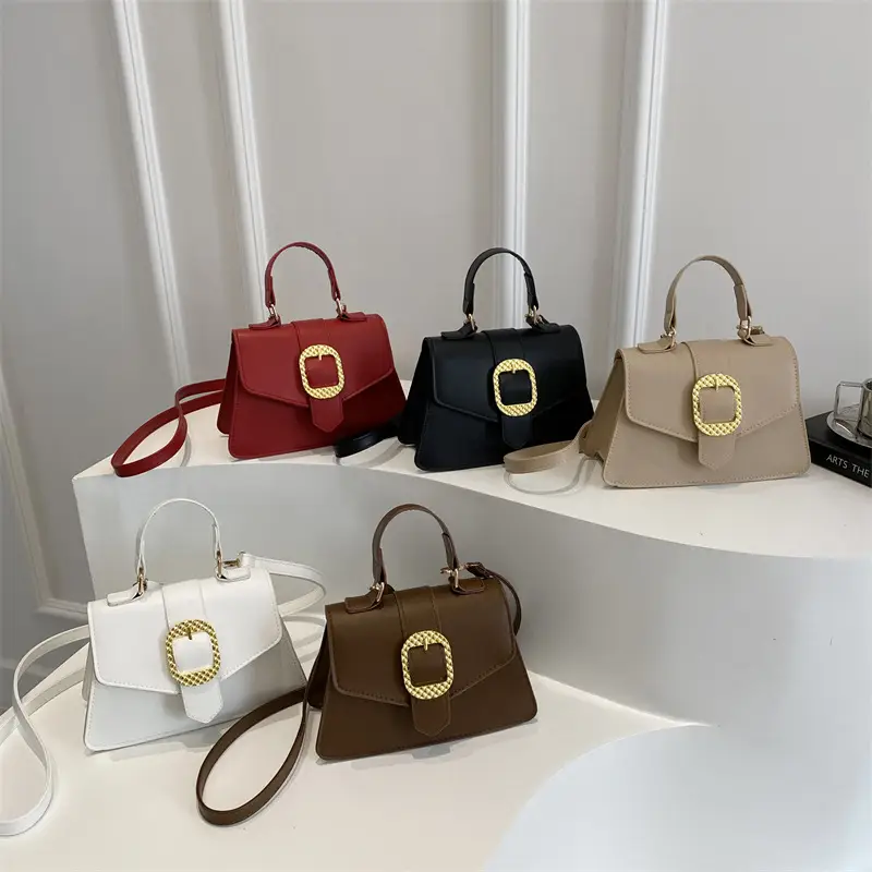 Black Square Crossbody Bag with Gold Buckle 2025 - Image 9