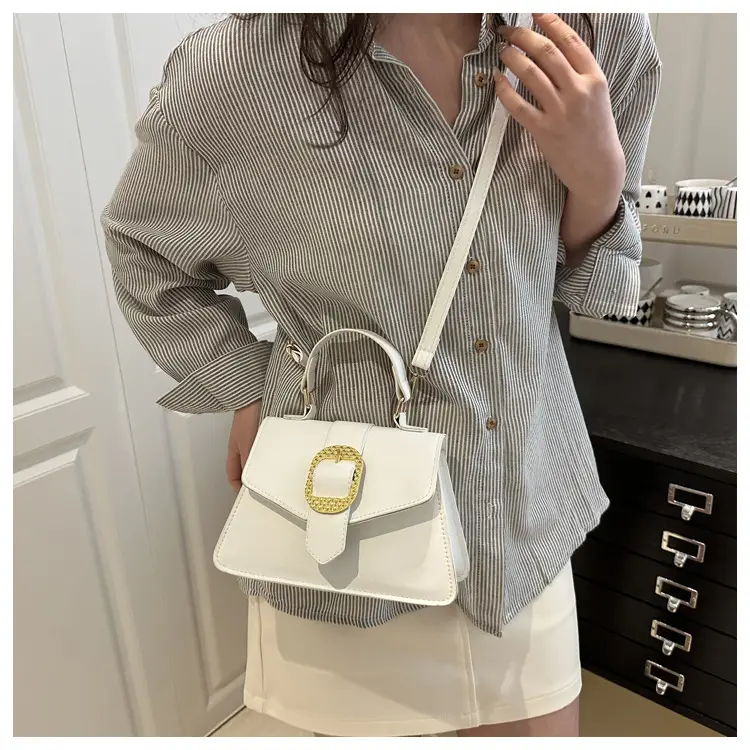 Black Square Crossbody Bag with Gold Buckle 2025 — feature 20