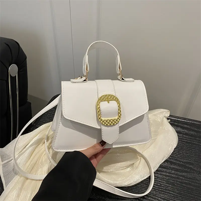 Black Square Crossbody Bag with Gold Buckle 2025 - Image 2