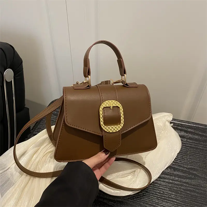 Black Square Crossbody Bag with Gold Buckle 2025 - Image 3