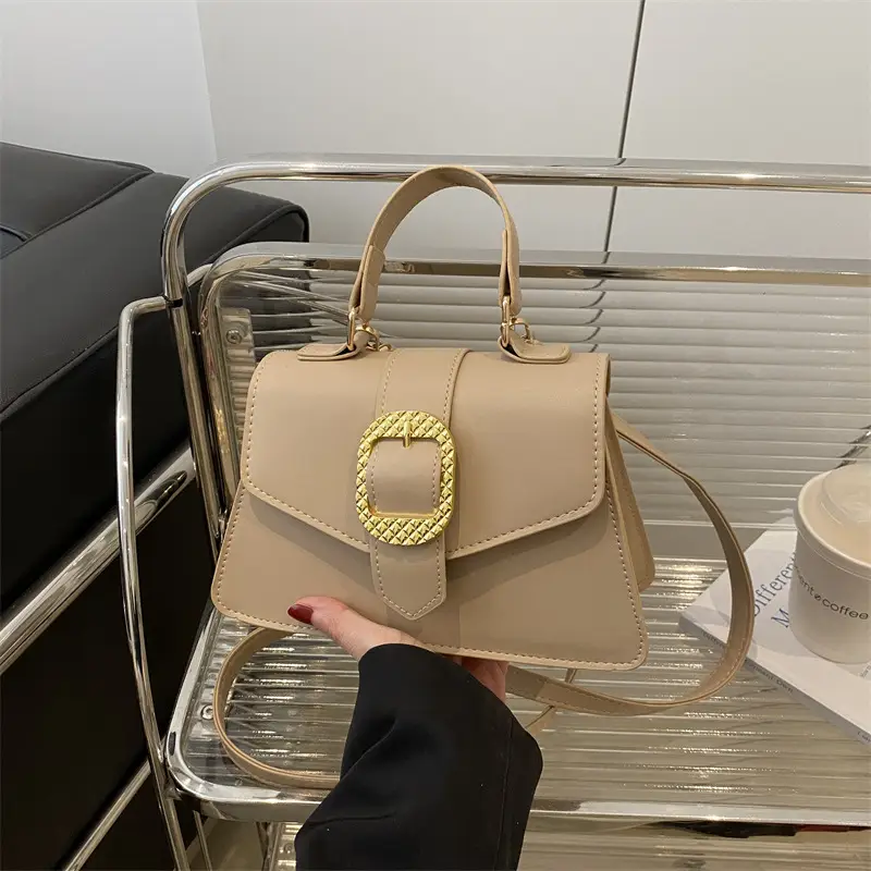 Black Square Crossbody Bag with Gold Buckle 2025 - Image 4