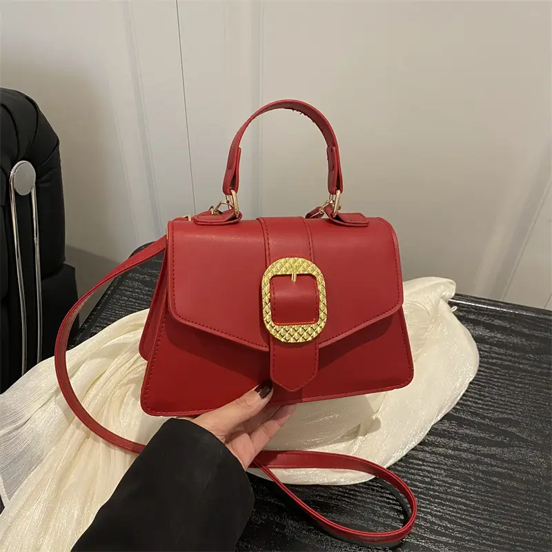 Black Square Crossbody Bag with Gold Buckle 2025 - Image 5