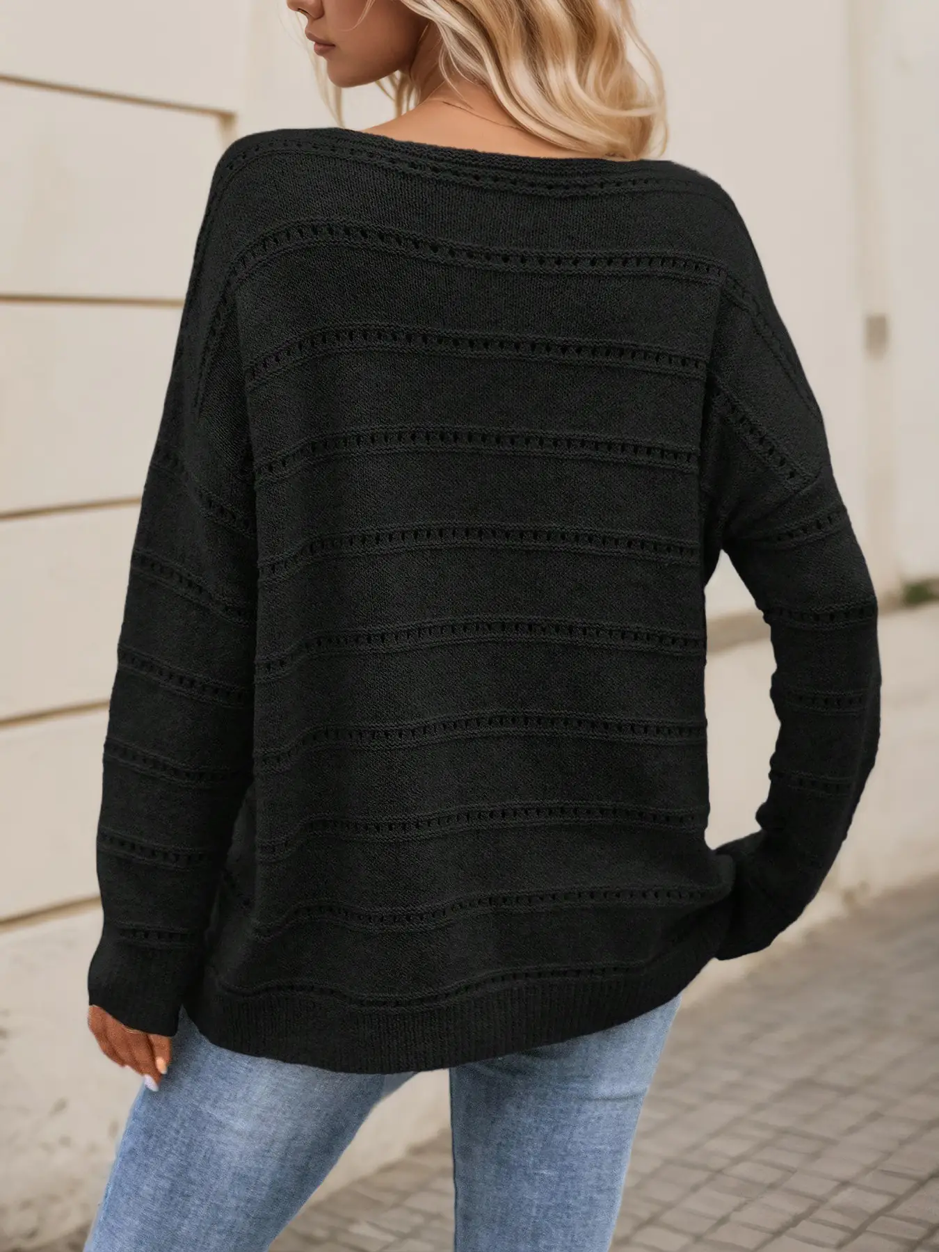 Black Knit Women's Off-Shoulder Spring Top — feature 15