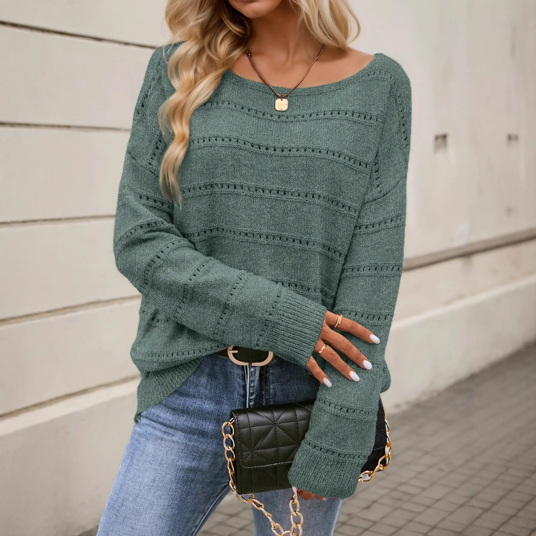 Black Knit Women's Off-Shoulder Spring Top - Image 3