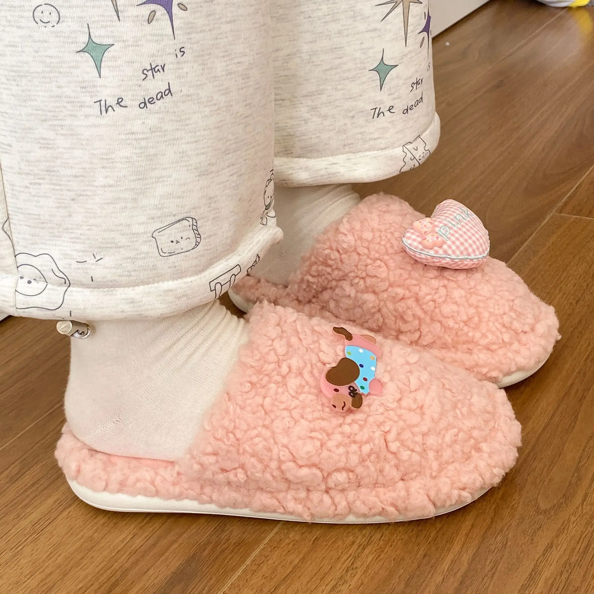 Cute Cartoon Plush Slip-On Slippers for Women - Image 5
