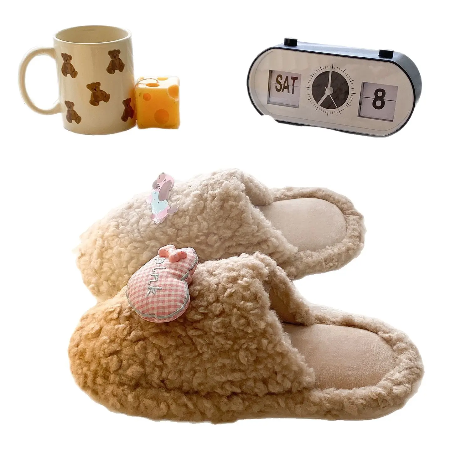 Cute Cartoon Plush Slip-On Slippers for Women - Image 8