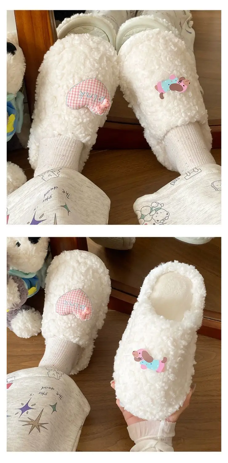 Cute Cartoon Plush Slip-On Slippers for Women — feature 11