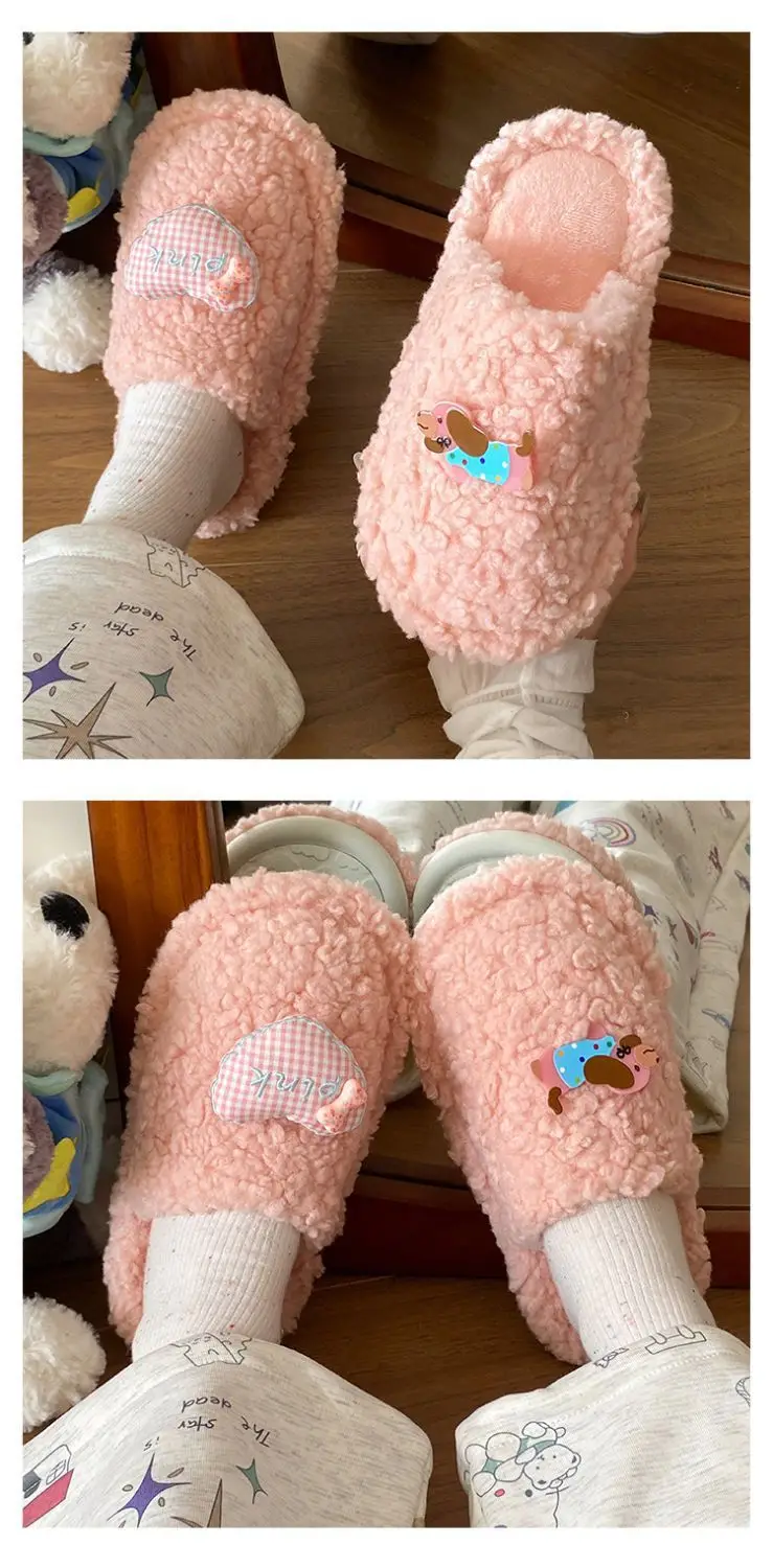 Cute Cartoon Plush Slip-On Slippers for Women — feature 12