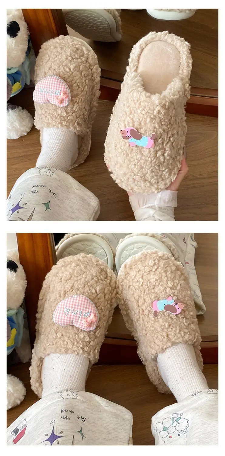 Cute Cartoon Plush Slip-On Slippers for Women — feature 13