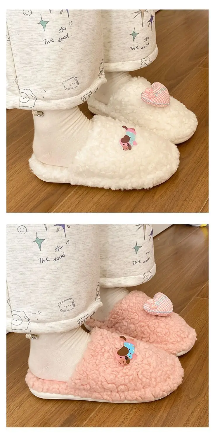 Cute Cartoon Plush Slip-On Slippers for Women — feature 14