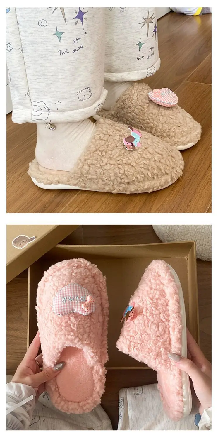 Cute Cartoon Plush Slip-On Slippers for Women — feature 15