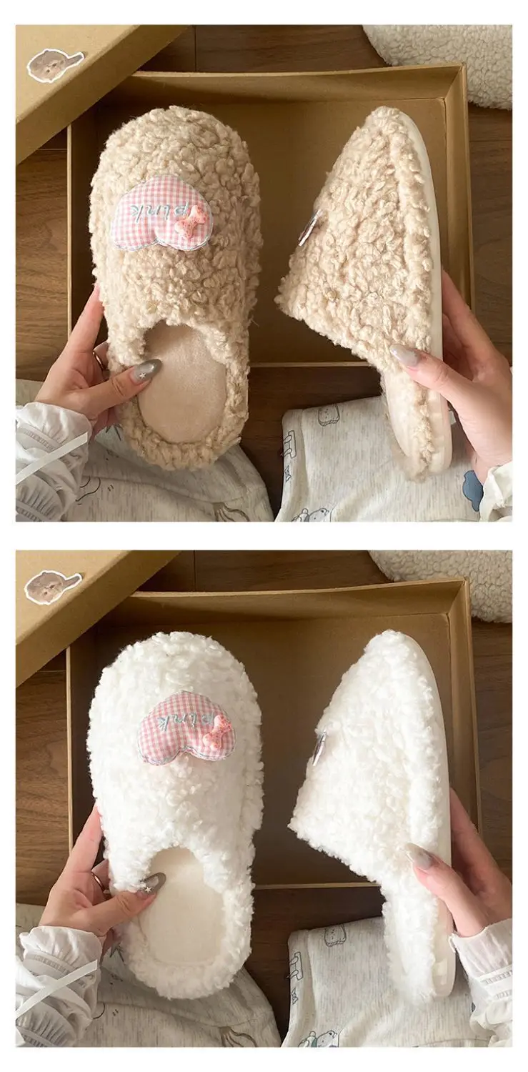 Cute Cartoon Plush Slip-On Slippers for Women — feature 16