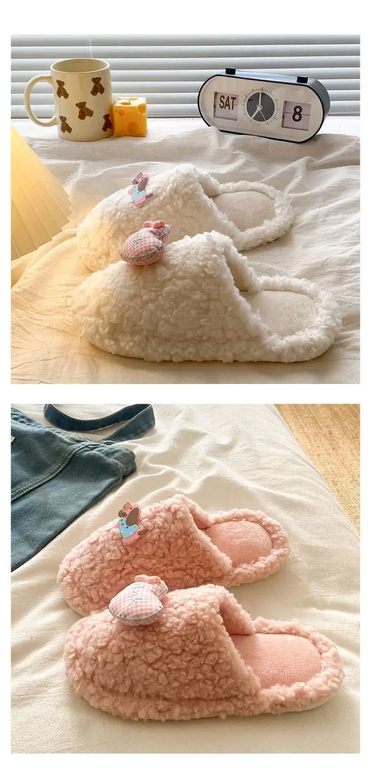 Cute Cartoon Plush Slip-On Slippers for Women — feature 18