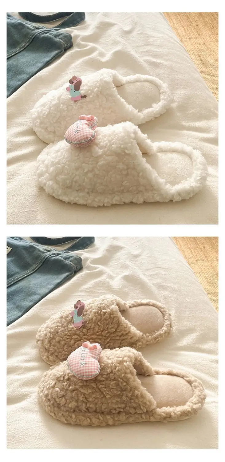 Cute Cartoon Plush Slip-On Slippers for Women — feature 19