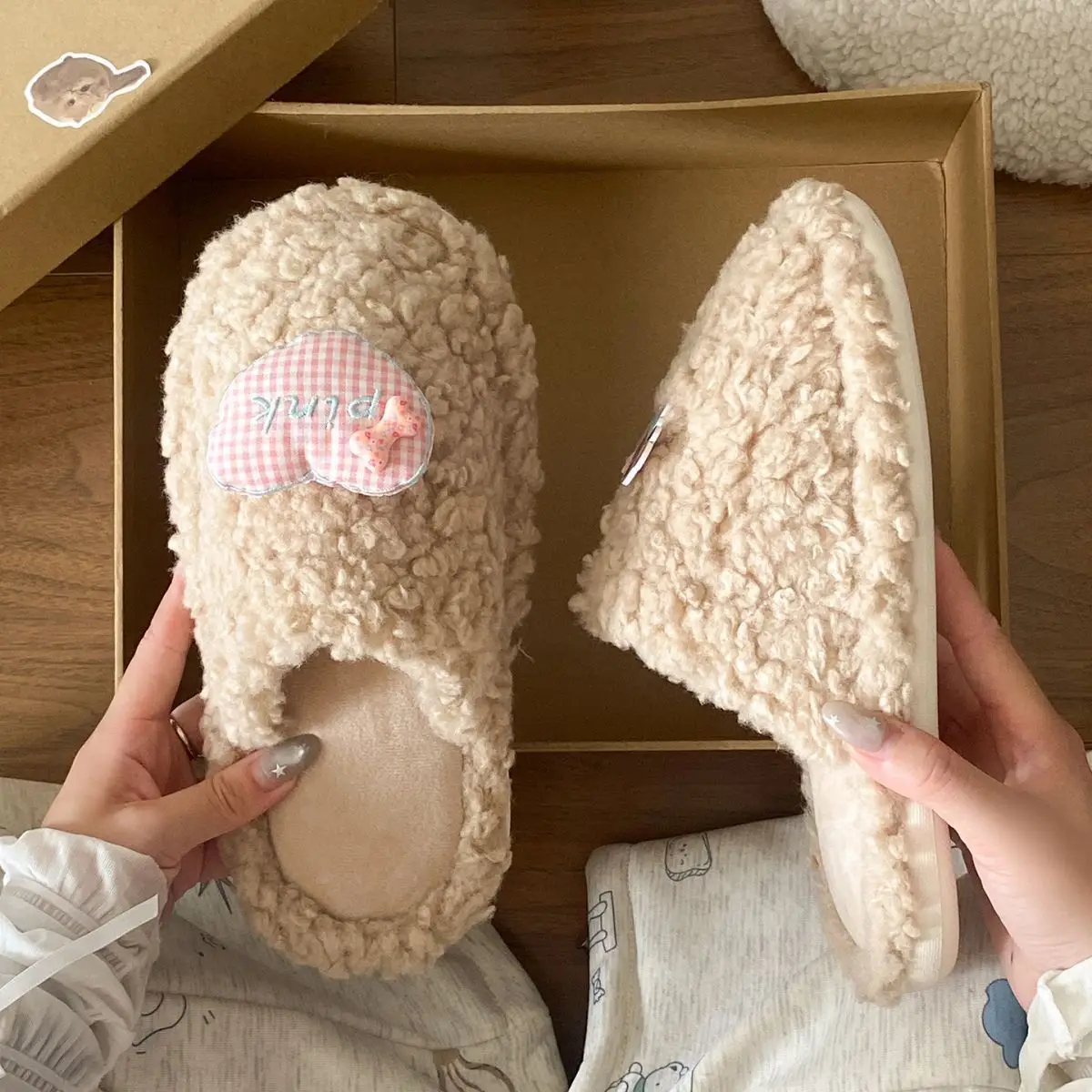 Cute Cartoon Plush Slip-On Slippers for Women — feature 22