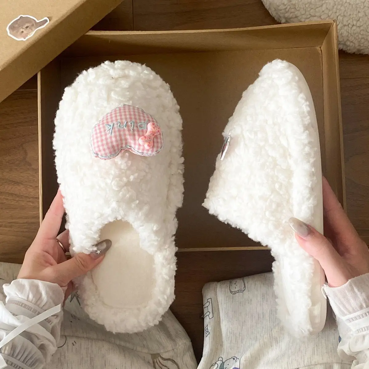 Cute Cartoon Plush Slip-On Slippers for Women — feature 23